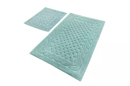 Badrumsmatta Set Mijölnir Mint Antibakteriell Halkfri 100% Bomull 50x60 cm & 60x100 cm - Badrumsmattor och våtrumsmattor - 8681875010350 - 1