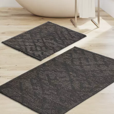 Badrumsmatta Set Mijölnir Grå 100% Bomull Halkfri Antibakteriell 50x60 cm & 60x100 cm - Badrumsmattor och våtrumsmattor - 8682870988620 - 2