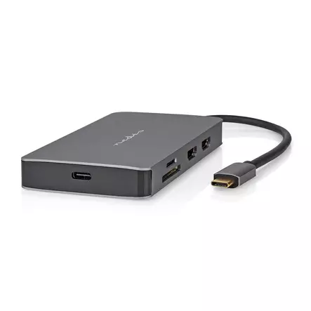 USB Multi-Port Adapter | 7-in-1 | USB 3.2 Gen 1 | USB-C Hane | Micro SD / RJ45 Hona / SD / USB-C Hona / 2x HDMI / 2x USB-A Hona | 5 Gbps | 0.20 m | Rund | Guldplaterad | PVC | Antracit | Låda - Dator och nätverk - 5412810414260 - 1