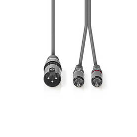Balanserad ljudkabel | XLR 3-stifts hane | 2x RCA Hane | Nickelplaterad | 3.00 m | Rund | PVC | Mörkgrå | Kartonghylsa - Ljudkablar - 5412810295760 - 2