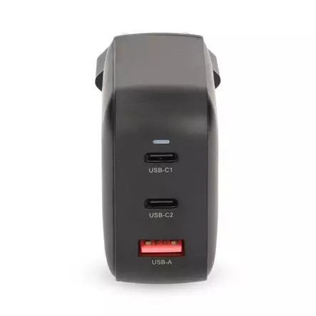Väggladdare | 100 W | GaN | PD3.0 | 2.5 / 3.0 / 5.0 A | Antal utgångar: 3 | USB-A / 2x USB-C | Automatiskt val av Spänning | Svart - Nätladdare - 5412810470150 - 10