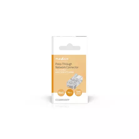 RJ45-kontakt | RJ45 Pass Through | Solid/strängad UTP CAT6 | Rak | Guldplaterad | 10 st. | Polycarbonate | Transparent | Låda - Dator och nätverk - 5412810478880 - 66