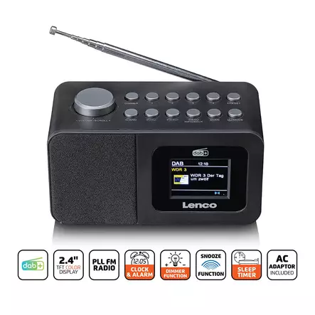 DAB+/FM-radioväckarklocka med färgdisplay, sleeptimer och dubbel alarmfunktion Svart - Radioapparater - 8711902086420 - 1