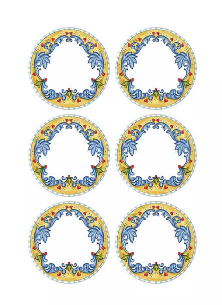 Serveringsfat Set Hermia Vit Blå Guld Grön Keramik 6 Delar - Serveringsfat - 8683743768820 - 1