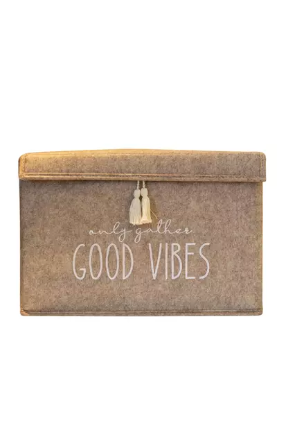 Filtkorg, krämfärgad, 35 cm x 23 cm x 23 cm, hållbar, rymlig, stilren - Förvaringslådor och korgar - 8683743431960 - 1