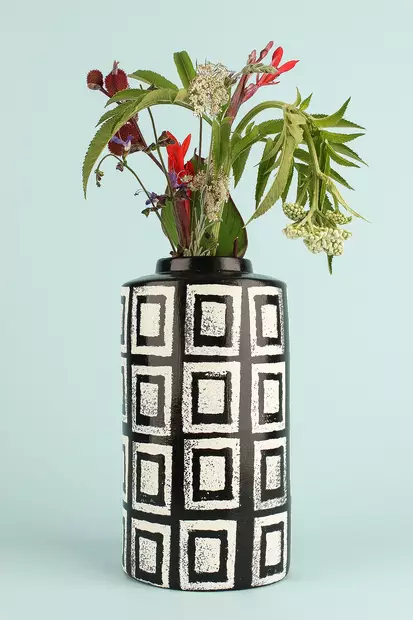 Dekorativ Kruka Aberto Design YL710 Svart Vit Keramik 13x23 cm - Hängande blomkrukor och vaser - 8684283435630 - 2