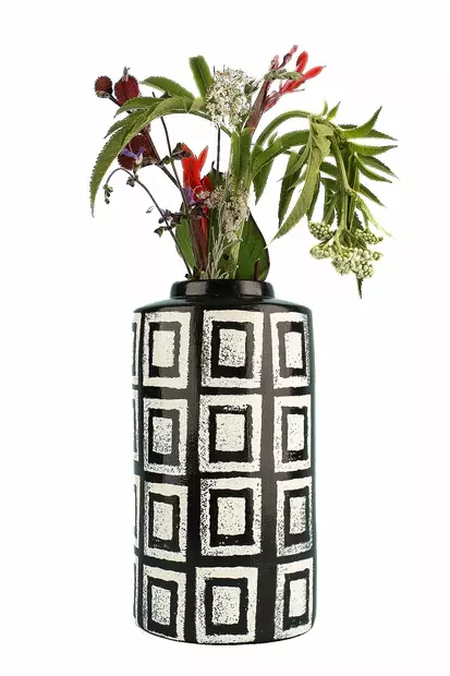 Dekorativ Kruka Aberto Design YL710 Svart Vit Keramik 13x23 cm - Hängande blomkrukor och vaser - 8684283435630 - 1