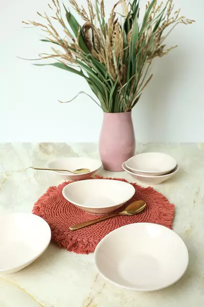 Skål Set Hermia Cream Keramik 6 Delar - Serveringsfat - 8684282674610 - 2