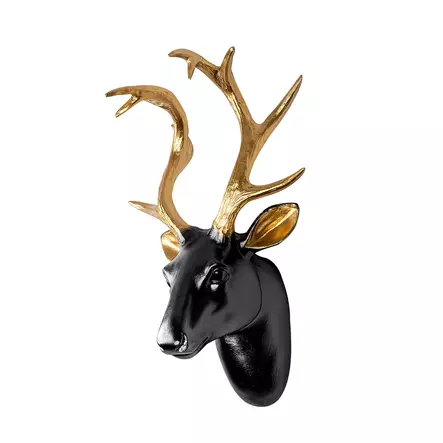 Väggdekor Wallity Bust of Deer Guld Svart Polyester 26x38x17 cm 5 Delar - Dekorationer, prydnadsföremål - 8683743851980 - 1