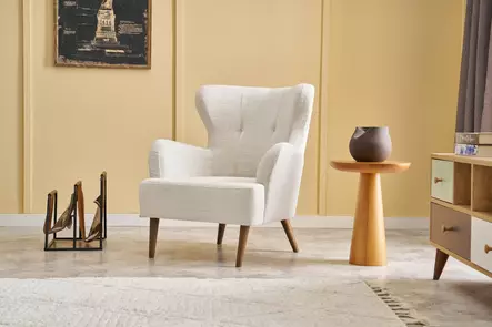 Öronlappsfåtölj Atelier del Sofa Karina Cream Chenille 73x80x87 cm - Fåtöljer - 8684282850120 - 2