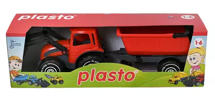 Plasto Bucket traktor och släpvagn 56,5 cm röd - Traktorer och arbetsmaskiner - 6410310116720 - 2