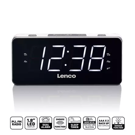 PLL FM Alarm Clock Radio stor och tydlig 1,8" LED-display Vit - Radioapparater - 8711902035060 - 1