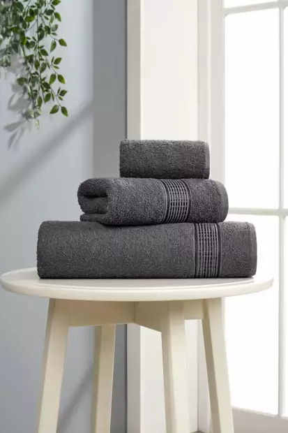 Handduksset (3 delar), antracit, 30 x 50 cm, 50 x 85 cm, 70 x 140 cm, mjuk, absorberande, tålig - Handdukar - 8684283617630 - 1