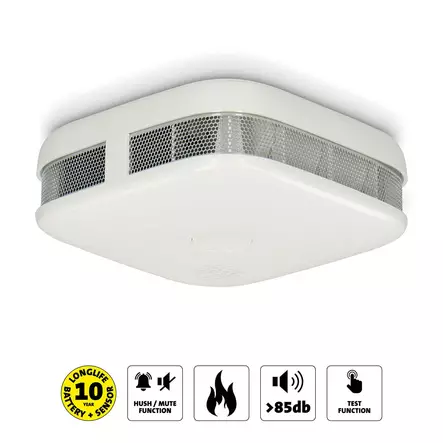 Rökdetektor med kompakt design med 10 års batteri och garanti 2-pack Vit - Brandvarnare och kolmonoxidvarnare - 8711902090380 - 1