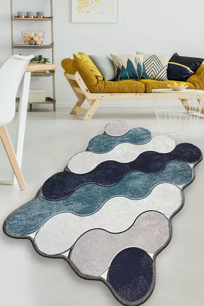 Matta Conceptum Circle Blå Polyester 80x150 cm - Små mattor och gångmattor - 8683743782710 - 2