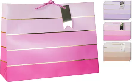 Extra stor presentpåse med metallic-ränder, 40x30x12 cm - Förpackning och paketering - 8721037567350 - 1