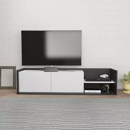 TV-bänk Hanah Home Krog Antracit Vit Spånskiva 160x35x36,8 cm - TV-bänkar - 8683743123810 - 2