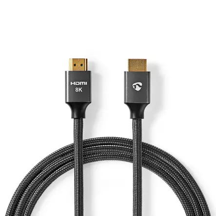 Ultra High Speed HDMI kabel | HDMI Kontakt | HDMI Kontakt | 8K@60Hz | 48 Gbps | 2.00 m | Rund | 6.3 mm | Grått Med Metall | Kartong med täckt fönster - HDMI-kablar - 5412810318940 - 2
