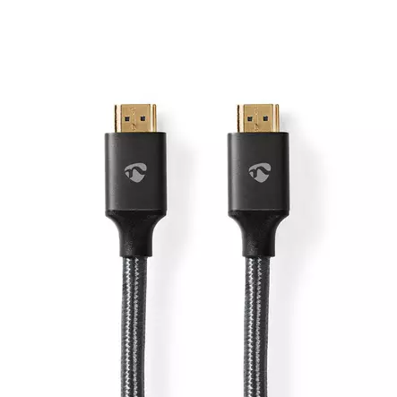 Ultra High Speed HDMI kabel | HDMI Kontakt | HDMI Kontakt | 8K@60Hz | 48 Gbps | 3.00 m | Rund | 6.7 mm | Grått Med Metall | Kartong med täckt fönster - HDMI-kablar - 5412810336210 - 2