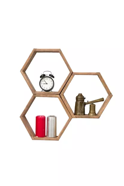 Vägghylla Hanah Home Elfo Valnöt Spånskiva 61x58x9 cm - Vägghyllor - 8682870717190 - 1