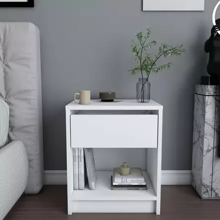 Sängbord Hanah Home Sheridan Vit Spånskiva 44,6x35,9x52,8 cm - Nattduksbord - 8683743120000 - 2
