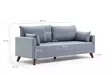 3-sits bäddsoffa Atelier del Sofa Bella Blå Polyester 208x81x85 cm - Bäddsoffor - 8682870763210 - 8