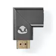 HDMI Adapter | HDMI Hane / HDMI Kontakt | HDMI Utgång | Guldplaterad | Vinklat höger | Aluminium | Grått Med Metall | 1 st. | Kartong med täckt fönster - Videokontakter och pluggar - 5412810333240 - 30
