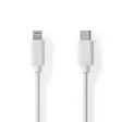 Lightning Kabel | USB 2.0 | Apple Lightning, 8-stifts | USB-C Hane | 480 Mbps | Nickelplaterad | 1.00 m | Rund | PVC | Vit | Label - Nedis produkter - 5412810421060 - 1