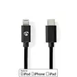 Lightning Kabel | USB 2.0 | Apple Lightning, 8-stifts | USB-C Hane | 480 Mbps | Nickelplaterad | 2.00 m | Rund | PVC | Svart | Kuvert - USB-kablar - 5412810398300 - 50