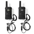 Walkie-talkie Set | 2 handenheter | Upp till 6 km | Frekvens kanaler: 8 | PTT / VOX | 180 min | Hörlursuttag | 2 Headset | Svart - Walkie-talkies och megafoner - 5412810408610 - 75