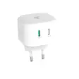 Väggladdare | 45 W | GaN | PD3.0 45W | 2.25 A / 3.0 A | Antal utgångar: 2 | 2x USB-C | Automatiskt val av Spänning | Vit - Nätladdare - 5412810448180 - 1