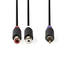 Subwoofer Kabel | RCA Hane | 2x RCA Hona | Guldplaterad | 0.20 m | Rund | 4.0 mm | Antracit | Låda - Ljudkablar - 5412810265190 - 5