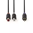 Subwoofer Kabel | RCA Hane | 2x RCA Hona | Guldplaterad | 0.20 m | Rund | 4.0 mm | Antracit | Låda - Ljudkablar - 5412810265190 - 10