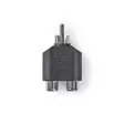Subwoofer Adapter | RCA Hane | 2x RCA Hona | Nickelplaterad | Rak | ABS | Svart | 1 st. | Låda - Ljudadaptrar - 5412810288410 - 1