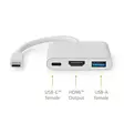 USB Multi-Port Adapter | 3-in-1 | USB 3.2 Gen 1 | USB-C Hane | HDMI Utgång / USB-A Hona / USB-C Hona | 5 Gbps | 0.10 m | Rund | Nickelplaterad | PVC | Vit | Låda - Dator och nätverk - 5412810416080 - 50