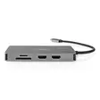 USB Multi-Port Adapter | 7-in-1 | USB 3.2 Gen 1 | USB-C Hane | Micro SD / RJ45 Hona / SD / USB-C Hona / 2x HDMI / 2x USB-A Hona | 5 Gbps | 0.20 m | Rund | Guldplaterad | PVC | Antracit | Låda - Dator och nätverk - 5412810414260 - 20
