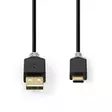 USB-kabel | USB 2.0 | USB-A Hane | USB-C Hane | 60 W | 480 Mbps | Guldplaterad | 2.00 m | Rund | PVC | Antracit | Låda - Dator och nätverk - 5412810335930 - 10