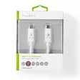 USB-kabel | USB 3.2 Gen 2 | USB-C Hane | USB-C Hane | 100 W | 4K@60Hz | 10 Gbps | Nickelplaterad | 1.00 m | Rund | PVC | Vit | Låda - Dator och nätverk - 5412810316120 - 66