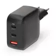 Väggladdare | 100 W | GaN | PD3.0 | 2.5 / 3.0 / 5.0 A | Antal utgångar: 3 | USB-A / 2x USB-C | Automatiskt val av Spänning | Svart - Nätladdare - 5412810470150 - 1