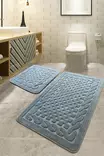 Badrumsmatta Set Mijölnir Grå 100% Bomull Antibakteriell Halkfri 50x60 cm & 60x100 cm - Badrumsmattor och våtrumsmattor - 8682870507500 - 2