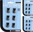 Självhäftande svarta krokar, 6 st, kantig eller rund form, rostfritt stål, förvaringslösningar - Klädhängare och skoställ - 8720573442800 - 1
