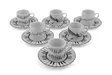 Kaffekoppar Set Hermia Vit Svart Porslin 12 Delar - Kaffe- och teserviser - 8681875102550 - 1