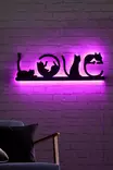Dekorativ Led Väggdekor Wallity Cat Love Rosa MDF 70x22 cm - Ljussmycken och ljusfigurer - 8682870904590 - 4
