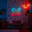 Led Väggdekor Wallity Chill Zone Röd Blå Plast 46x30,5 cm - Ljussmycken och ljusfigurer - 8684283983520 - 2
