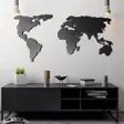 Väggdekor Metall Wallity World Map Silhouette Svart Metall 60x120 cm - Dekorationer, prydnadsföremål - 8681875129700 - 6