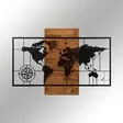 Väggdekor Trä Wallity World Map With Compass Svart Valnöt Metall Trä 85x58 cm - Dekorationer, prydnadsföremål - 8682870854710 - 6