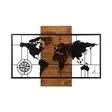 Väggdekor Trä Wallity World Map With Compass Svart Valnöt Metall Trä 85x58 cm - Dekorationer, prydnadsföremål - 8682870854710 - 1