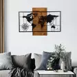 Väggdekor Trä Wallity World Map With Compass Svart Valnöt Metall Trä 85x58 cm - Dekorationer, prydnadsföremål - 8682870854710 - 2