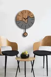Väggklocka Wallity Valnöt Grå MDF Ø 39 cm 34x48 cm - Väggklockor - 8684283826360 - 1