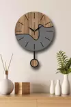 Väggklocka Wallity Valnöt Grå MDF Ø 39 cm 34x48 cm - Väggklockor - 8684283826360 - 2